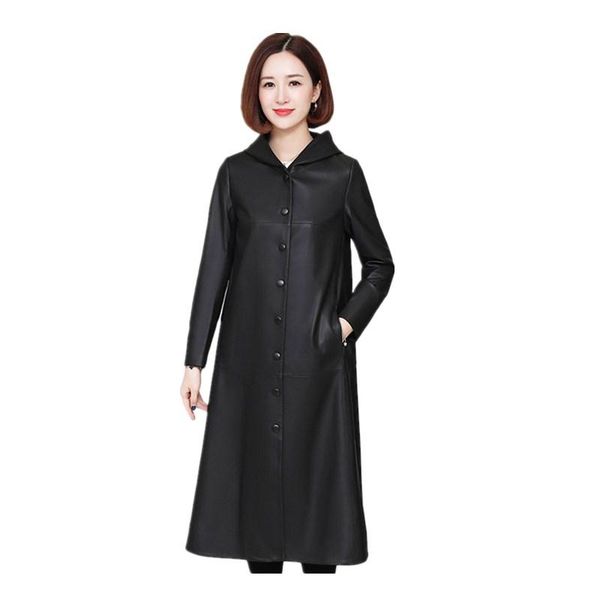 spring women's sheepskin leather coat long slim windbreaker female genuine overcoat hooded & faux, Black
spring women's sheepskin leather coat long slim windbreaker female genuine overcoat hooded & faux, Black