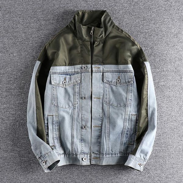 men's jackets 2021 autumn personalized splicing denim jacket fashion stand collar casual youth coat outerwear 366, Black;brown
men's jackets 2021 autumn personalized splicing denim jacket fashion stand collar casual youth coat outerwear 366, Black;brown