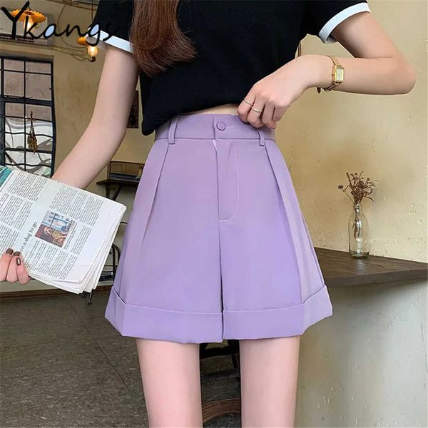 wide leg loose shorts for women high waist purple black casual shorts pants office ladies clothes solid rolled femme 210619, White;black
wide leg loose shorts for women high waist purple black casual shorts pants office ladies clothes solid rolled femme 210619, White;black