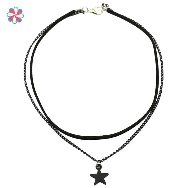 pendant necklaces trendy jewelry leather star double chain pendants necklace vintage rhinestones collar choker w118, Silver
pendant necklaces trendy jewelry leather star double chain pendants necklace vintage rhinestones collar choker w118, Silver