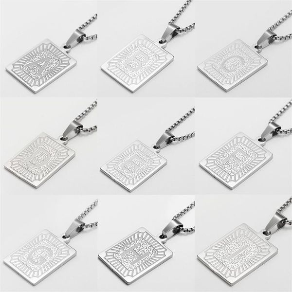 pendant necklaces 2021 fashion silver color initial letter necklace men stainless steel box chain for jewelry gift
pendant necklaces 2021 fashion silver color initial letter necklace men stainless steel box chain for jewelry gift