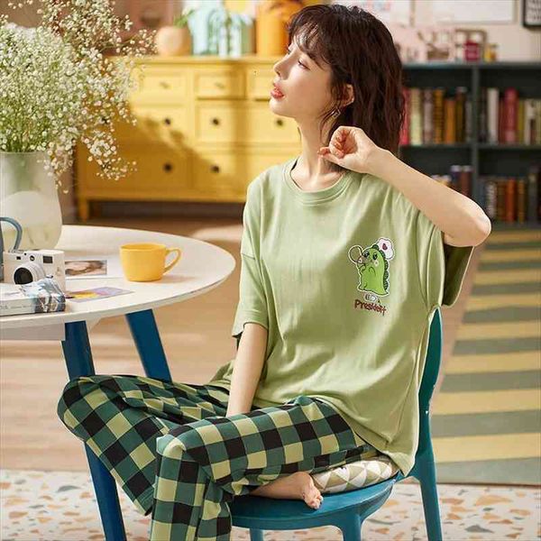 pajamas set pyjamas spring lovely women sleepwear cartoon plaid pants short sleeve nightwear room wear, Black;red
pajamas set pyjamas spring lovely women sleepwear cartoon plaid pants short sleeve nightwear room wear, Black;red
