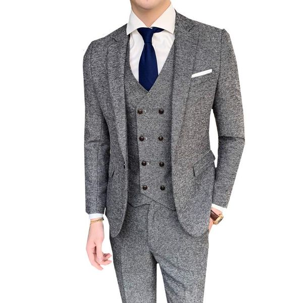 men's suit three piece set jacket vest pants business gentleman banquet wedding party male blazer coat trousers suits & blazers, White;black 
men's suit three piece set jacket vest pants business gentleman banquet wedding party male blazer coat trousers suits & blazers, White;black