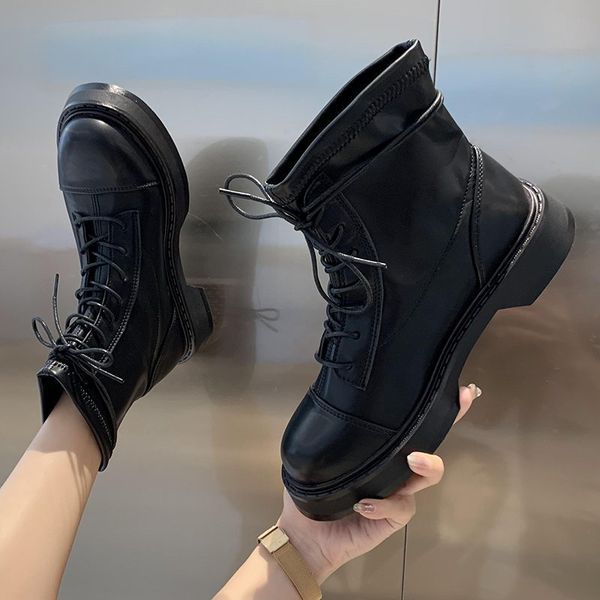 women leather boots women winter boots ankle boots womens heel shoes british style thin elastic, Black
women leather boots women winter boots ankle boots womens heel shoes british style thin elastic, Black