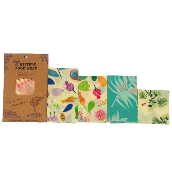 kitchen storage & organization 4pcs beeswax food wrap set reusable eco-friendly with 1 small 2 medium large for accessories