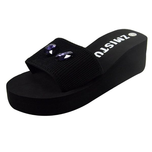 women fashion summer wedges slippers beach slip on outdoor thick bottom platform solid color bohemian crystal shoe, Black
women fashion summer wedges slippers beach slip on outdoor thick bottom platform solid color bohemian crystal shoe, Black