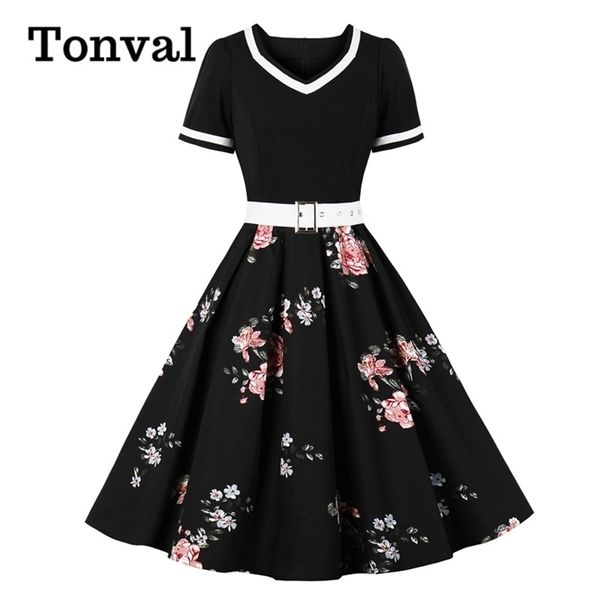 tonval vintage 50s ladies floral pleated plus size 3xl 4xl rockabilly dress women high waist pinup elegant dresses with belt, Black;gray
tonval vintage 50s ladies floral pleated plus size 3xl 4xl rockabilly dress women high waist pinup elegant dresses with belt, Black;gray