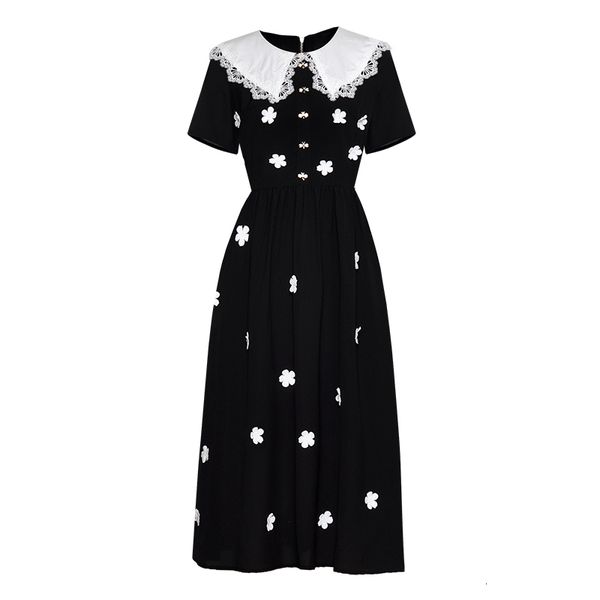 black autumn runway mid women es short sleeve peter pan collar lace trim hook flower bees button elegant appliques, Black;gray
black autumn runway mid women es short sleeve peter pan collar lace trim hook flower bees button elegant appliques, Black;gray