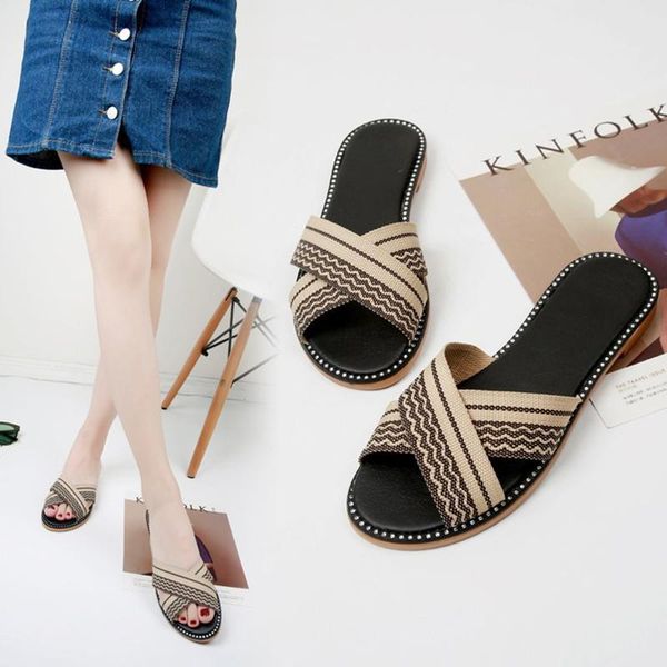slippers stretch fabric cross-band summer beach shoes woman non-slip round toe flats mixed color casual comfy slides rivet femme, Black
slippers stretch fabric cross-band summer beach shoes woman non-slip round toe flats mixed color casual comfy slides rivet femme, Black