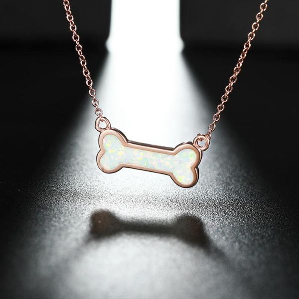 pendant necklaces rongxing simple blue white fire opal dog bone for women gold rose clavicle necklace wedding jewelry, Silver 
pendant necklaces rongxing simple blue white fire opal dog bone for women gold rose clavicle necklace wedding jewelry, Silver