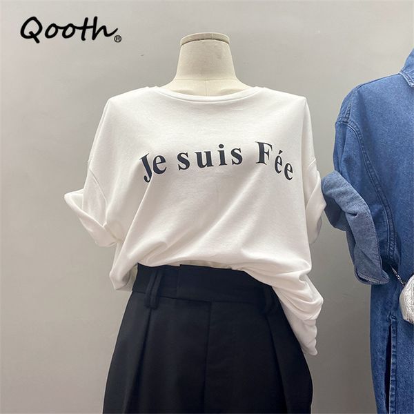 qooth cotton oversized letter printed t-shirt womens summer o-neck pullover short sleeve shirt causal all match t-shirt qt741 210518, White
qooth cotton oversized letter printed t-shirt womens summer o-neck pullover short sleeve shirt causal all match t-shirt qt741 210518, White