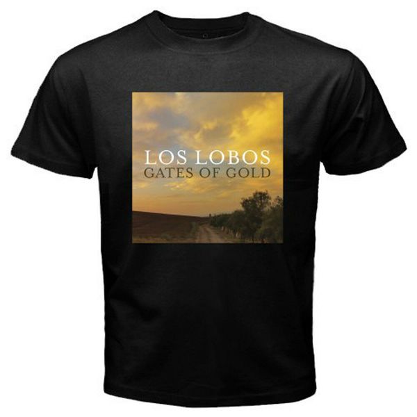 New Los Lobos Band Gates of Gold Logo Men's Black T-Shirt Size S-3XL, White;black