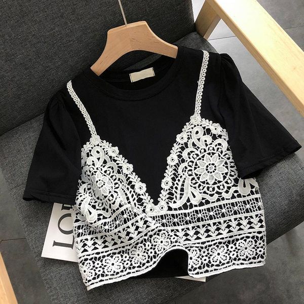women's t-shirt short sleeve fat mm200 jin summer internet celebrity same fake two-piece lace stitching ins super top, White
women's t-shirt short sleeve fat mm200 jin summer internet celebrity same fake two-piece lace stitching ins super top, White
