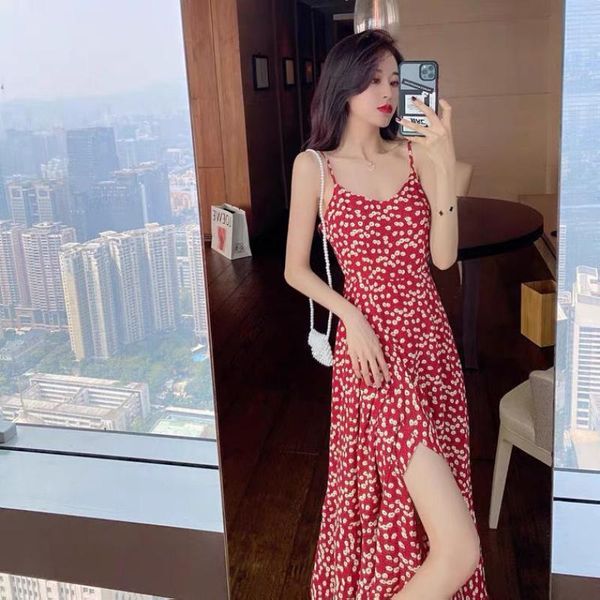 dresses for women french red floral halter dress temperament tea break 2021 spring and summer vacation beach casual, Black;gray
dresses for women french red floral halter dress temperament tea break 2021 spring and summer vacation beach casual, Black;gray
