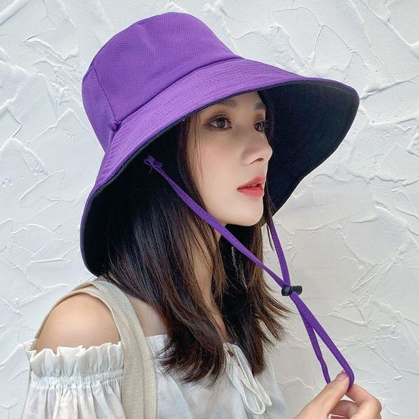 new fashion wide brim hats women summer fisherman's cap solid color double sided sunscreen with wind rope anti uv big bucket hat c188, Blue;gray
new fashion wide brim hats women summer fisherman's cap solid color double sided sunscreen with wind rope anti uv big bucket hat c188, Blue;gray