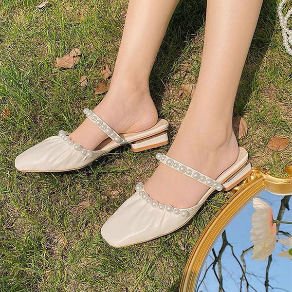 2021 spring and summer slippers all-match pearl fold retro square head bag ins tide fashion fairy size35-39, Black
2021 spring and summer slippers all-match pearl fold retro square head bag ins tide fashion fairy size35-39, Black