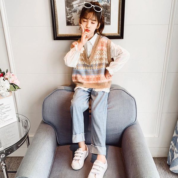 children's and girls' spring suit 2021 korean zhongda foreign style vest shirt jeans three piece set fashion women's two pant, White
children's and girls' spring suit 2021 korean zhongda foreign style vest shirt jeans three piece set fashion women's two pant, White