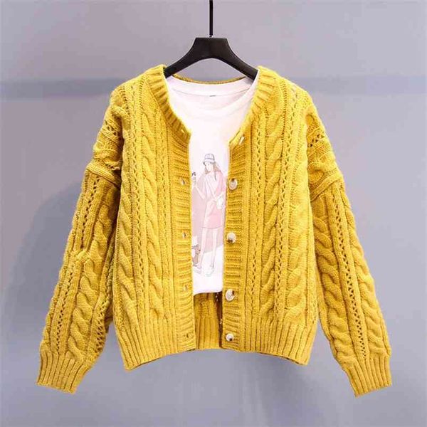 women's autumn winter cardigans korean style solid color thick thread twist sweater cardigan casual loose sweaters gx506 210507, White;black
women's autumn winter cardigans korean style solid color thick thread twist sweater cardigan casual loose sweaters gx506 210507, White;black