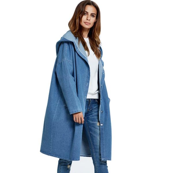 women's trench coats european and american style single breasted solid woman spring autumn hooded female long blue denim, Tan;black
women's trench coats european and american style single breasted solid woman spring autumn hooded female long blue denim, Tan;black