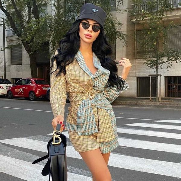 plaid hit color patchwork women's suit lapel collar lace up blazer high waist mini skirt two piece set female 210527, White
plaid hit color patchwork women's suit lapel collar lace up blazer high waist mini skirt two piece set female 210527, White