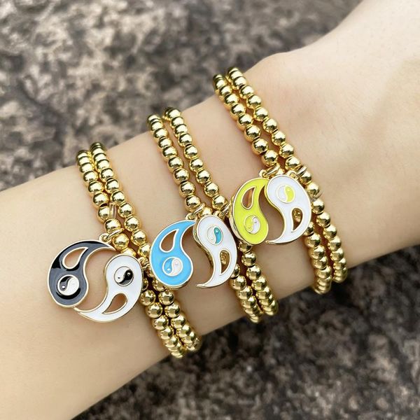 charm bracelets eyika colorful enamel gossip yin yang tai chi paired couple bracelet with elastic gold beaded chain for women girls jewelry, Golden;silver
charm bracelets eyika colorful enamel gossip yin yang tai chi paired couple bracelet with elastic gold beaded chain for women girls jewelry, Golden;silver