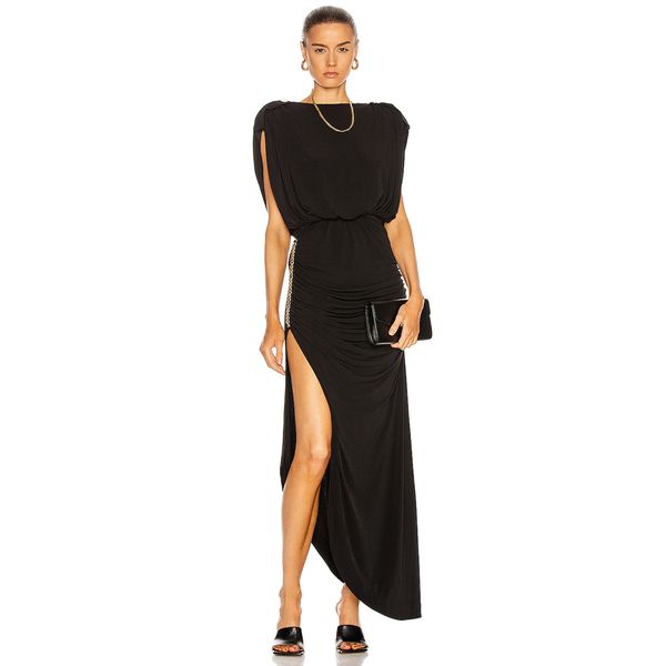 adyce new summer elegant bla short sleeve club dress for women buttons chains maxi celebrity evening party dresses 2021, Black;gray
adyce new summer elegant bla short sleeve club dress for women buttons chains maxi celebrity evening party dresses 2021, Black;gray
