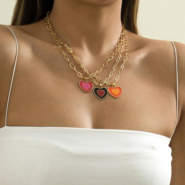 chains marioho double love heart pattern pendant link chain colorful enamel charms single layered necklace girlfriend women jewelry, Silver
chains marioho double love heart pattern pendant link chain colorful enamel charms single layered necklace girlfriend women jewelry, Silver