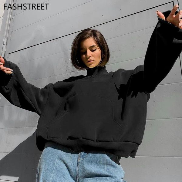 women's hoodies & sweatshirts fashstreet casual long sleeve turtleneck thick sweatshirt women candy colors with pockets patchwork spor, Black
women's hoodies & sweatshirts fashstreet casual long sleeve turtleneck thick sweatshirt women candy colors with pockets patchwork spor, Black