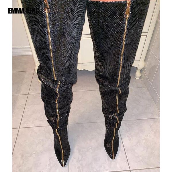 boots women fashion over the knee lady autumn gold zipper decor black leather thigh high heels stilettos pointed toe
boots women fashion over the knee lady autumn gold zipper decor black leather thigh high heels stilettos pointed toe