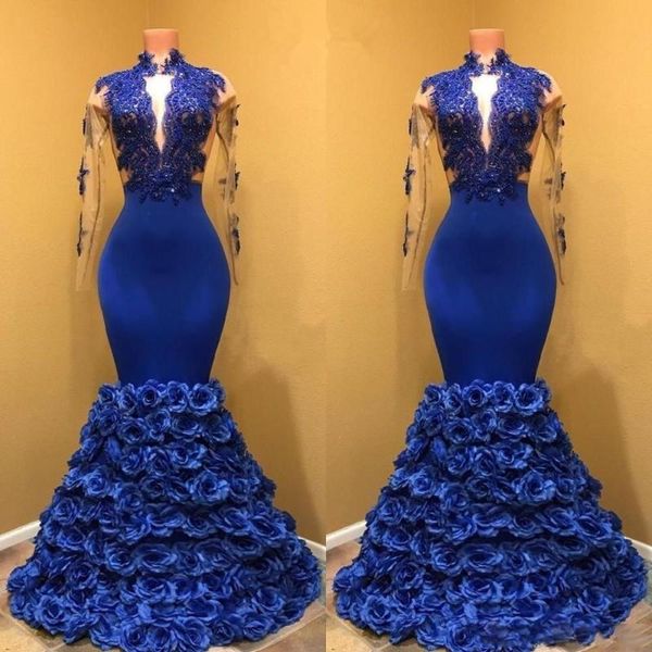 party dresses royal blue mermaid evening dress with 3d floral flowers appliques illusion long sleeves prom arabic african gowns, White;black
party dresses royal blue mermaid evening dress with 3d floral flowers appliques illusion long sleeves prom arabic african gowns, White;black