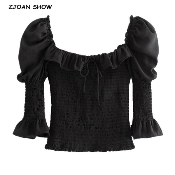 vintage france black crop shirt women wood ears square neck elastic ruched body slim fit blouse half flare 210429, White
vintage france black crop shirt women wood ears square neck elastic ruched body slim fit blouse half flare 210429, White