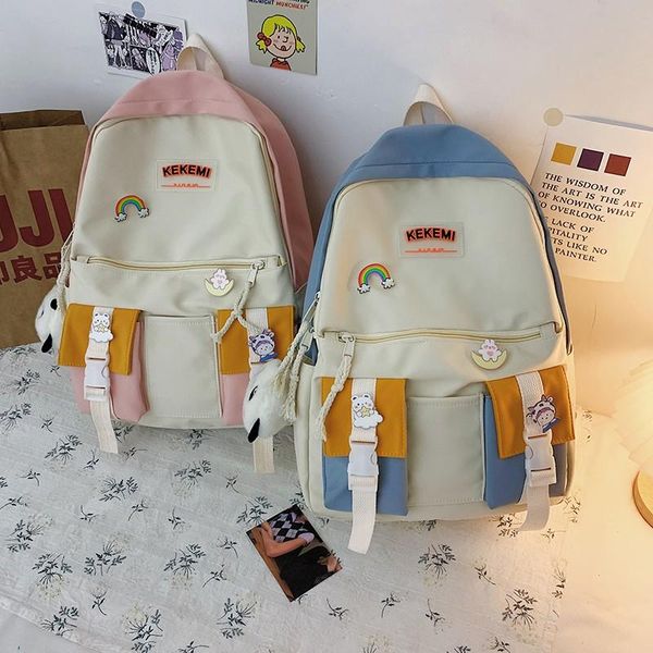 school bags fashion women's backpacks contrast color nylon waterproof schoolbag for girls large capacity with many pockets
school bags fashion women's backpacks contrast color nylon waterproof schoolbag for girls large capacity with many pockets