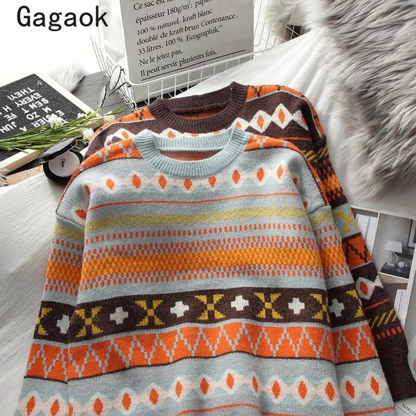 women's sweaters gagaok women spring/autumn vintage korean 2021 o-neck striped loose chic warm outwear wild pullovers k4140, White;black
women's sweaters gagaok women spring/autumn vintage korean 2021 o-neck striped loose chic warm outwear wild pullovers k4140, White;black