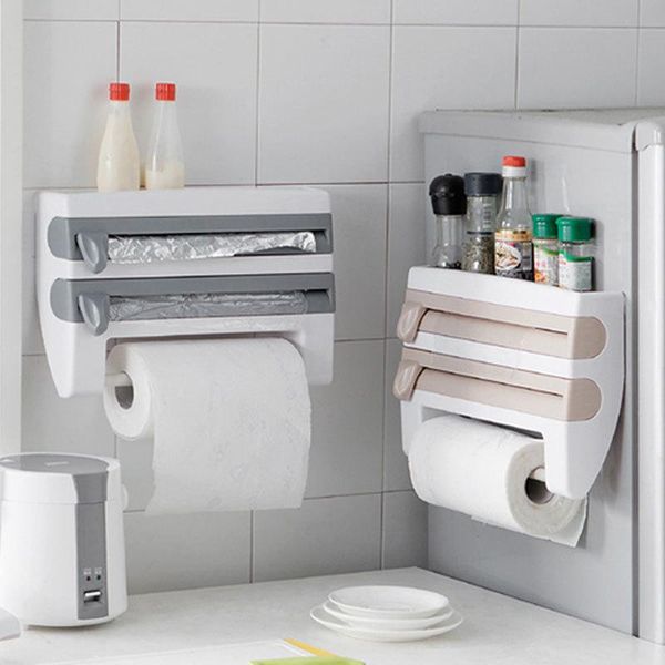 hooks & rails 2021 wall-mount paper towel holder sauce bottle rack 4 in 1 cling film cutting mutifunction kitchen organizer
hooks & rails 2021 wall-mount paper towel holder sauce bottle rack 4 in 1 cling film cutting mutifunction kitchen organizer