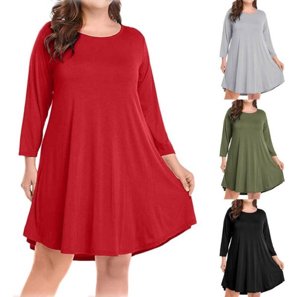 casual dresses fashion summer womens large size long sleeve solid knee length dress spring o-neck loose party for ladies, Black;gray
casual dresses fashion summer womens large size long sleeve solid knee length dress spring o-neck loose party for ladies, Black;gray