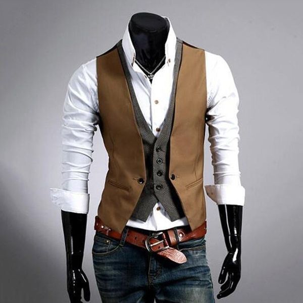 men's vests vest fake 2 pieces double breasted waistcoat blazer men hombre sleeveless jacket clothing chalecos para, Black;white
men's vests vest fake 2 pieces double breasted waistcoat blazer men hombre sleeveless jacket clothing chalecos para, Black;white