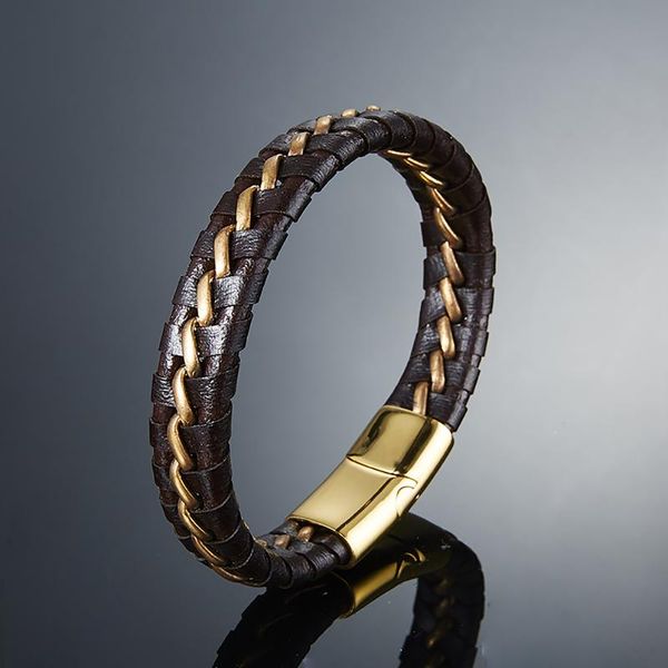 tennis ol style multicolor stainless steel button simple design men's fashion leather bracelet single layer woven holiday gift, Golden;silver
tennis ol style multicolor stainless steel button simple design men's fashion leather bracelet single layer woven holiday gift, Golden;silver