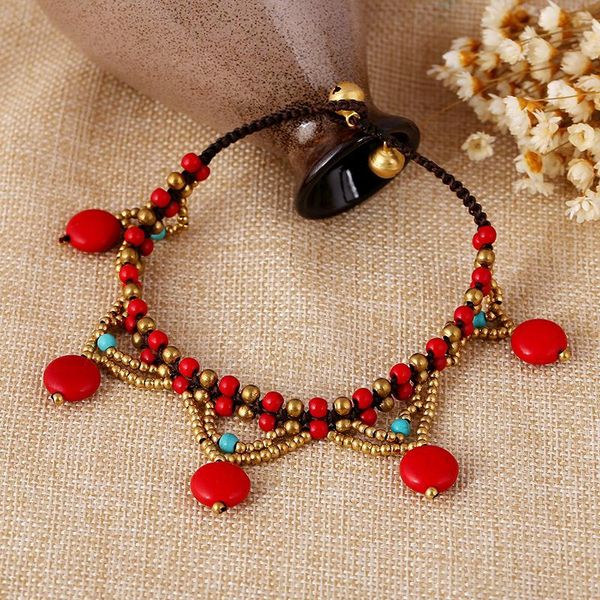 anklets 4 colors women vintage nature stone chains , handmade braided ethnic foot chains,fashion brass bells, Red;blue
anklets 4 colors women vintage nature stone chains , handmade braided ethnic foot chains,fashion brass bells, Red;blue