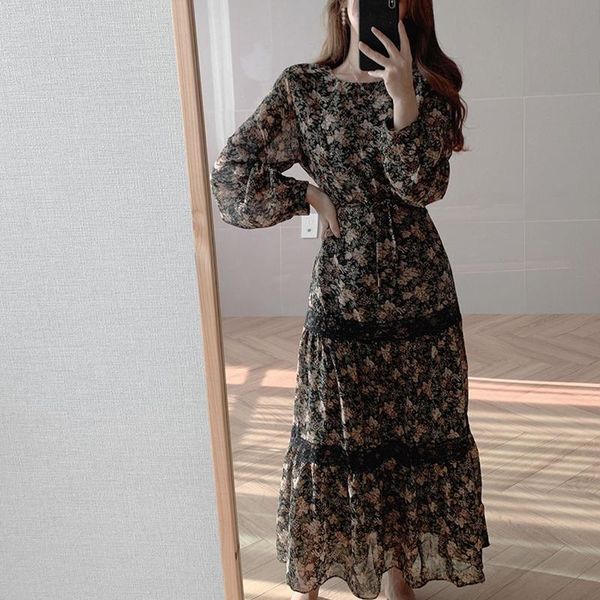 casual dresses yamdi women maxi chiffon dress female spring autumn print floral long sleeve woman lace up elegant o neck party club vesti, Black;gray
casual dresses yamdi women maxi chiffon dress female spring autumn print floral long sleeve woman lace up elegant o neck party club vesti, Black;gray
