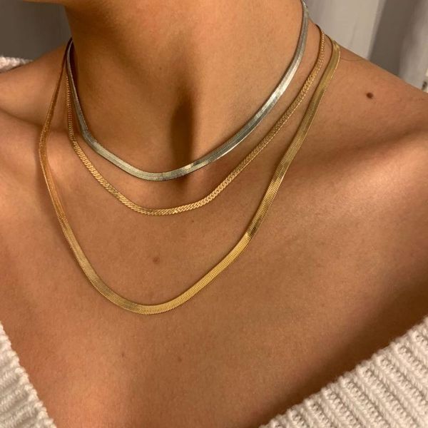 pendant necklaces simple temperament jewelry with multi-layer tassel retro mixed color flat snake chain geometric necklace for female party, Silver
pendant necklaces simple temperament jewelry with multi-layer tassel retro mixed color flat snake chain geometric necklace for female party, Silver