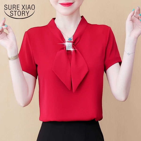 summer elegant fashion short sleeve chiffon women shirts bow loose solid women blouses and solid bottom shirts 9529 210528, White
summer elegant fashion short sleeve chiffon women shirts bow loose solid women blouses and solid bottom shirts 9529 210528, White
