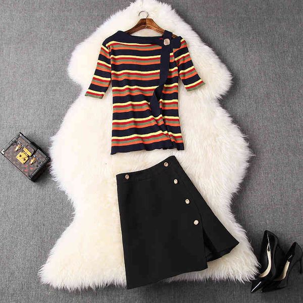 dress european and american women's dresses for spring short sleeve striped knit t-shirt button skirt fashion suits pxms, White
dress european and american women's dresses for spring short sleeve striped knit t-shirt button skirt fashion suits pxms, White