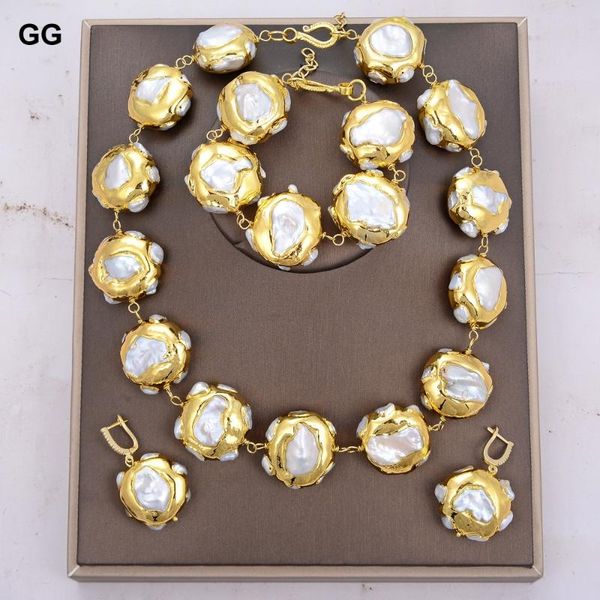 earrings & necklace guaiguai jewelry natural freshwater cultured white keshi pearl gold color plated wrap bracelet sets punk style, Silver
earrings & necklace guaiguai jewelry natural freshwater cultured white keshi pearl gold color plated wrap bracelet sets punk style, Silver