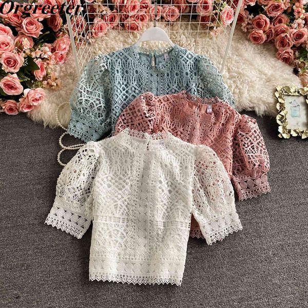 sweet puff sleeve water-soluble crochet hollow lace women's shirt short all-match cropped for women 210525, White
sweet puff sleeve water-soluble crochet hollow lace women's shirt short all-match cropped for women 210525, White