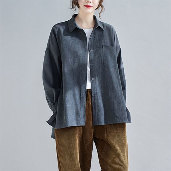 spring autumn arts style women long sleeve loose shirts single pocket cotton casual turn-down collar blouse femme v260 210512, White
spring autumn arts style women long sleeve loose shirts single pocket cotton casual turn-down collar blouse femme v260 210512, White