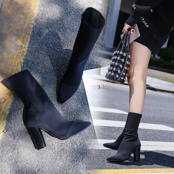 dress shoes autumn and winter 2021 pointy thin leg wool elastic boots thick heel medium tube women's short socks super high, Black
dress shoes autumn and winter 2021 pointy thin leg wool elastic boots thick heel medium tube women's short socks super high, Black