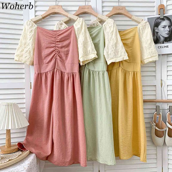 summer dress women elegant patchwork contrast color short sleeve vestidos pleated high waist vintage dresses korean robe 210417, Black;gray
summer dress women elegant patchwork contrast color short sleeve vestidos pleated high waist vintage dresses korean robe 210417, Black;gray