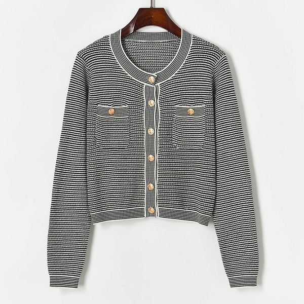 women's jackets 2021 spring fashion striped knit cardigan double pocket long sleeve single breasted sweater jacket 52sy, Black;brown
women's jackets 2021 spring fashion striped knit cardigan double pocket long sleeve single breasted sweater jacket 52sy, Black;brown