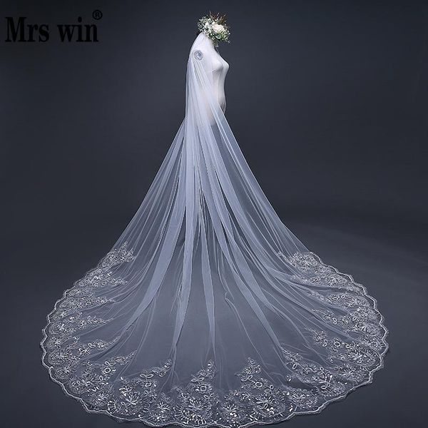 bridal veils mrs win pure white 3m long cathedral veil lace edge appliqued one-layer comb veu de noiva mariee 2021 length customize c, Black
bridal veils mrs win pure white 3m long cathedral veil lace edge appliqued one-layer comb veu de noiva mariee 2021 length customize c, Black