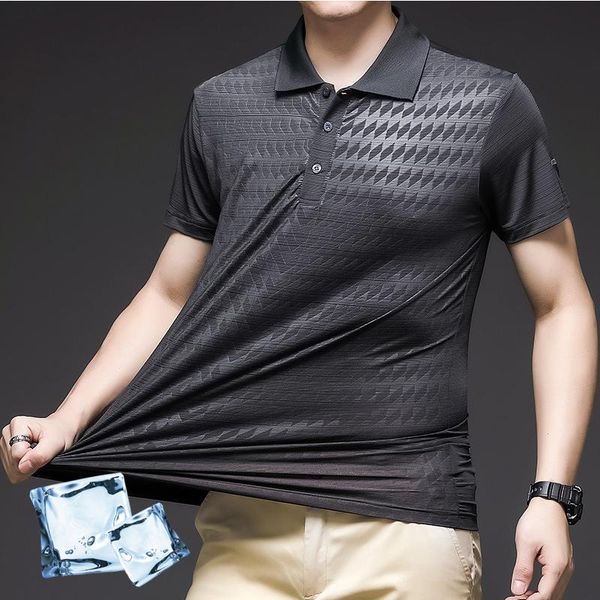 men's polos summer lightweight ice silk shirt men casual short sleeve lapel t-shirt comfortable breathable elastic sport quick dry gym, White;black
men's polos summer lightweight ice silk shirt men casual short sleeve lapel t-shirt comfortable breathable elastic sport quick dry gym, White;black